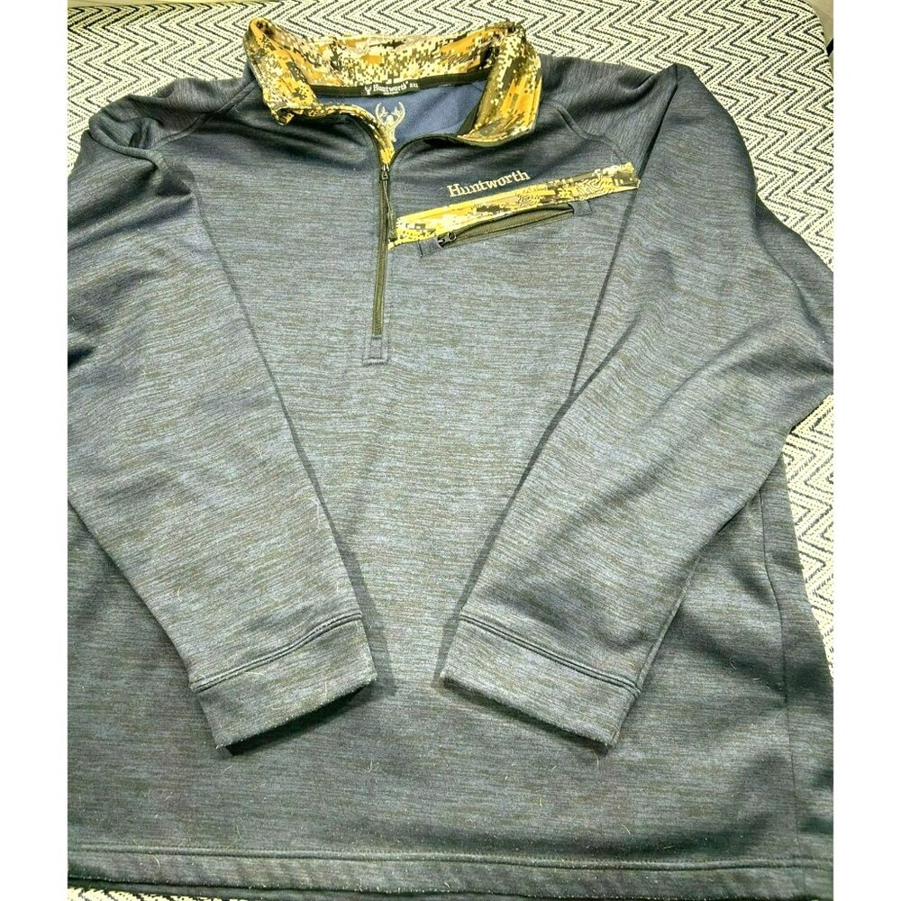 Huntworth Mens 2XL Quarter-Zip Pullover With Camo Accents & Fleece Lining